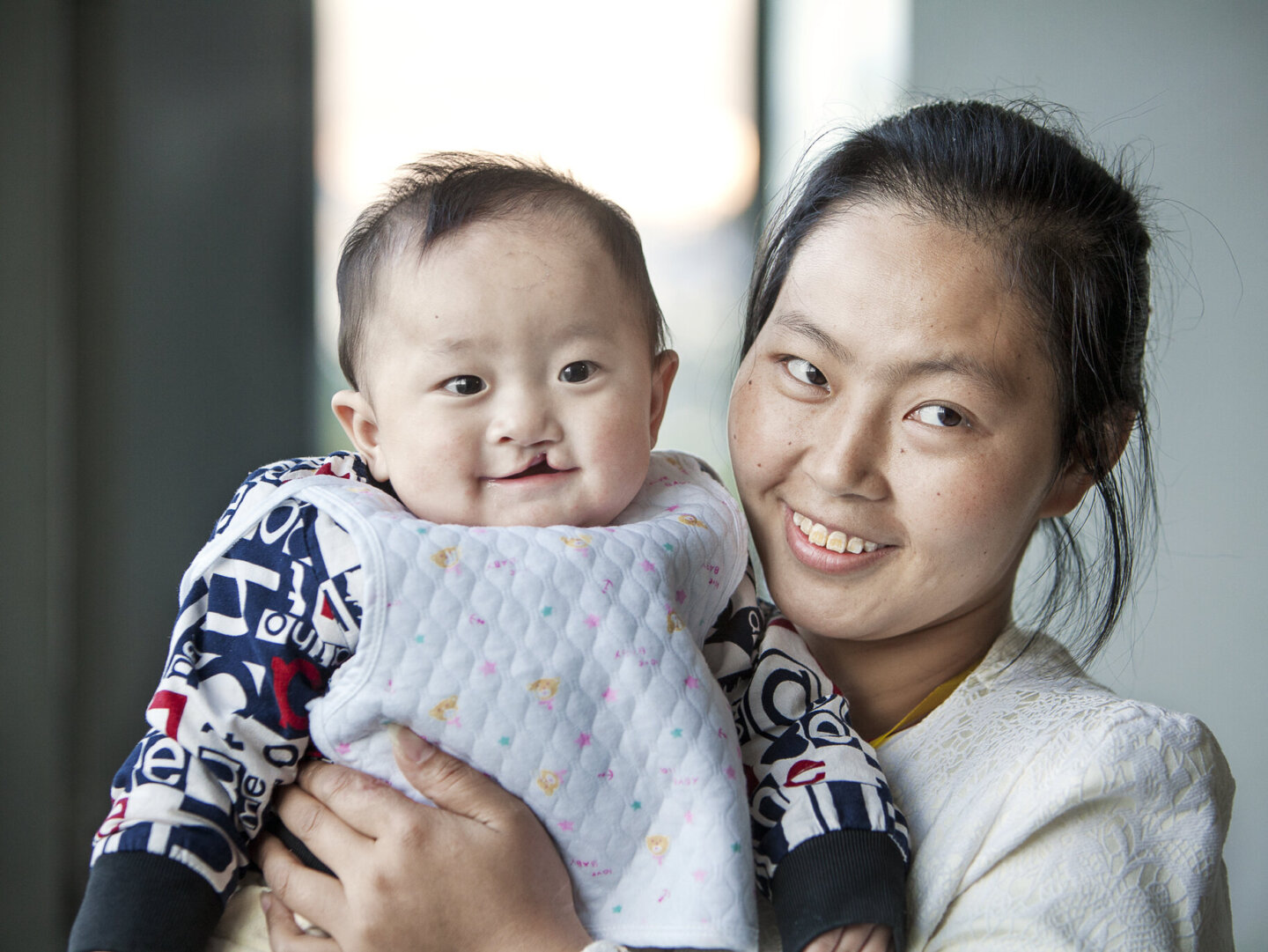 Seven-month-old Yi Miang and his mom, Lu Gong'e, during Operation Smile China's 2016 surgical program to Lincang.