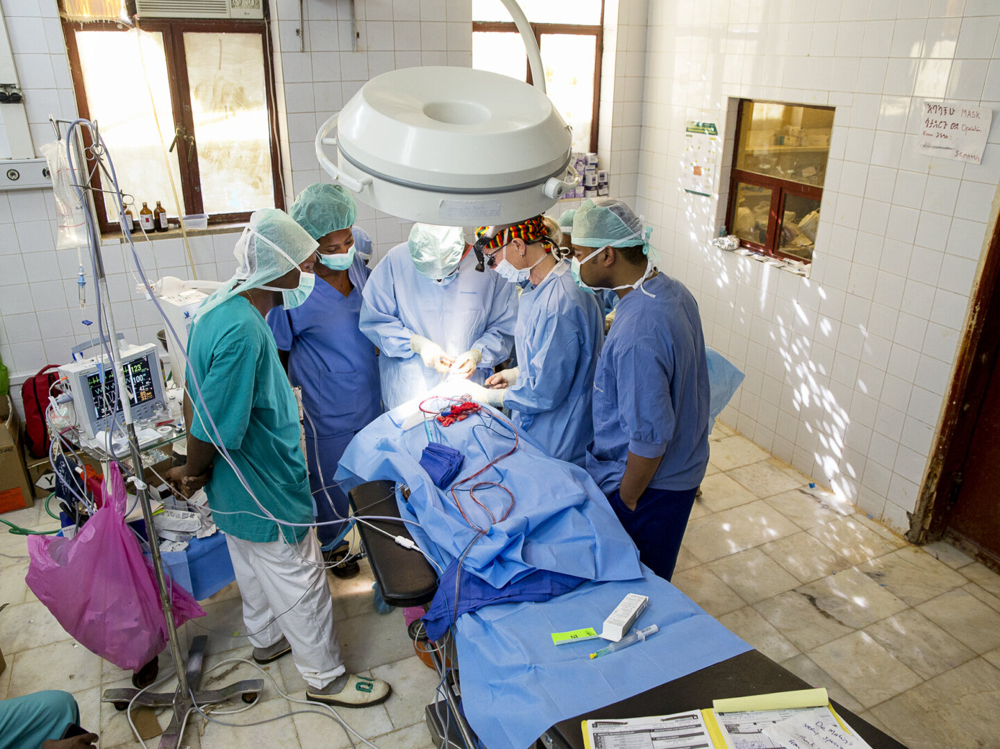 Operation Smile volunteers perform surgery during a surgical program in Jimma, Ethiopia.