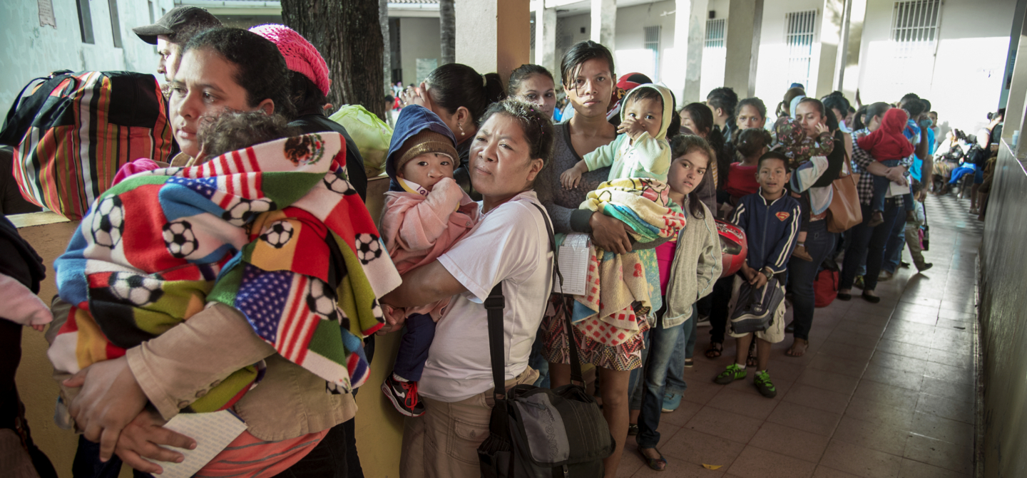 Patients and families wait to be seen during a surgical program in Honduras.