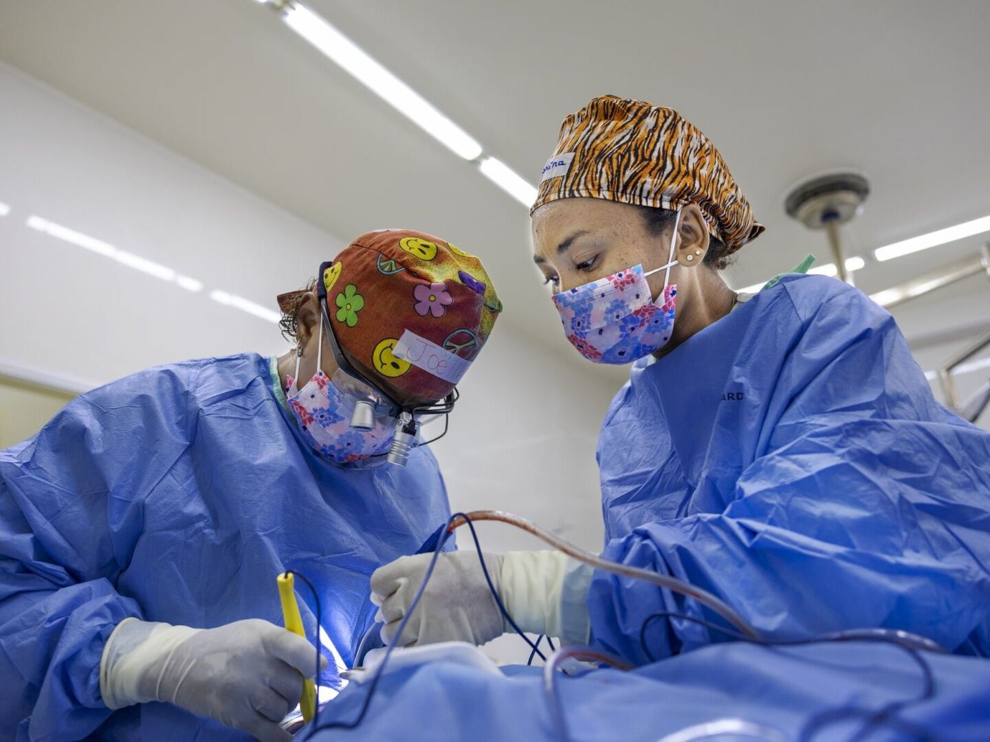 Surgeon Joelle Horace and Nurse Sabrina Manitrarivo Tsidiso treat a patient during a program in Antsirabe, Madagascar.