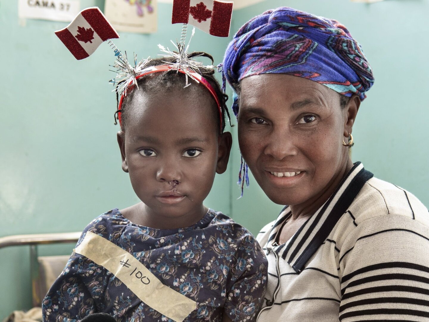 Laudy poses with her mother after surgery.