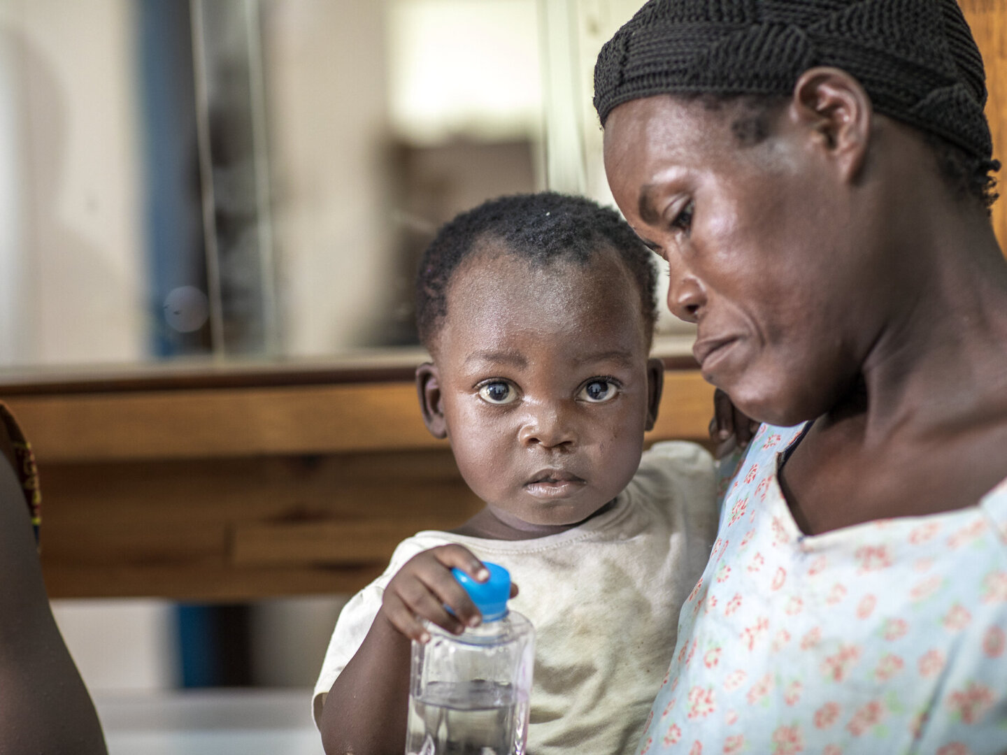 Sunday with his mom, Esner, after surgery.