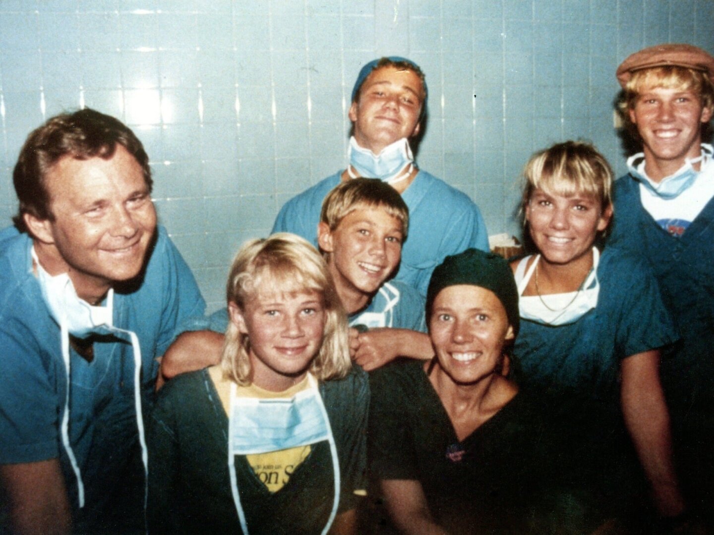 The Magee family smiles for the camera at a surgical program during the early years of Operation Smile.