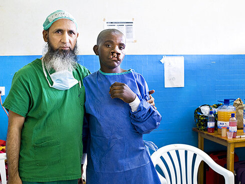 Dr. Ghulam Qadir Fayyaz and Enok, before surgery.