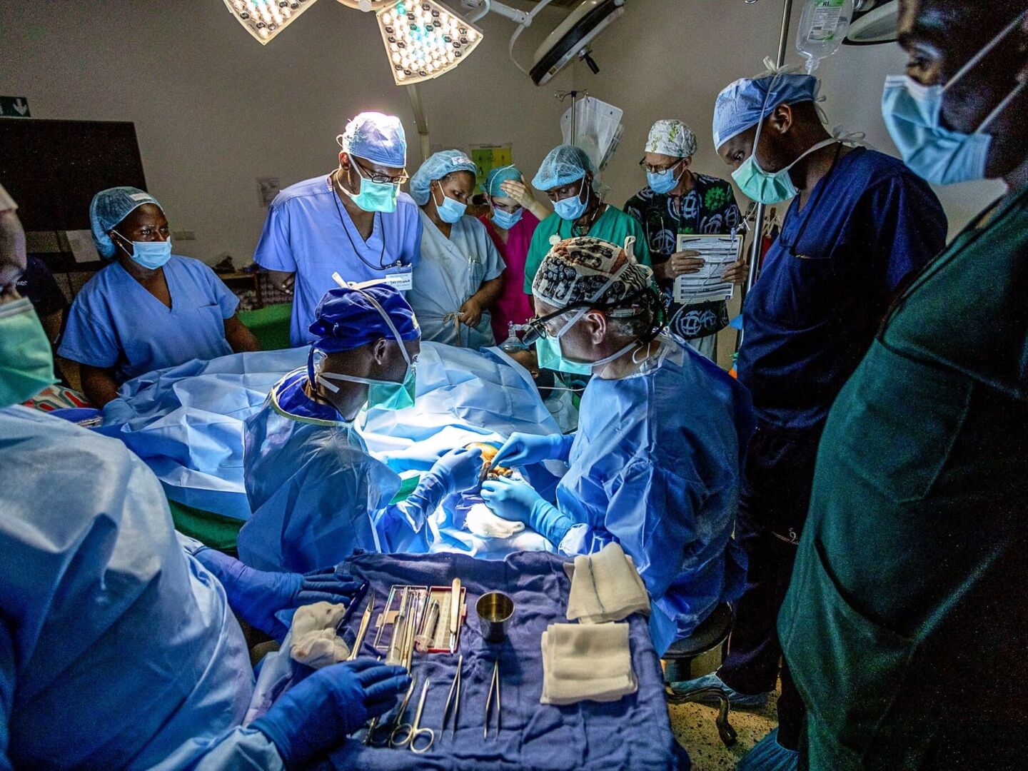Surgeons provide care during a program in Rwinkwavu, Rwanda.