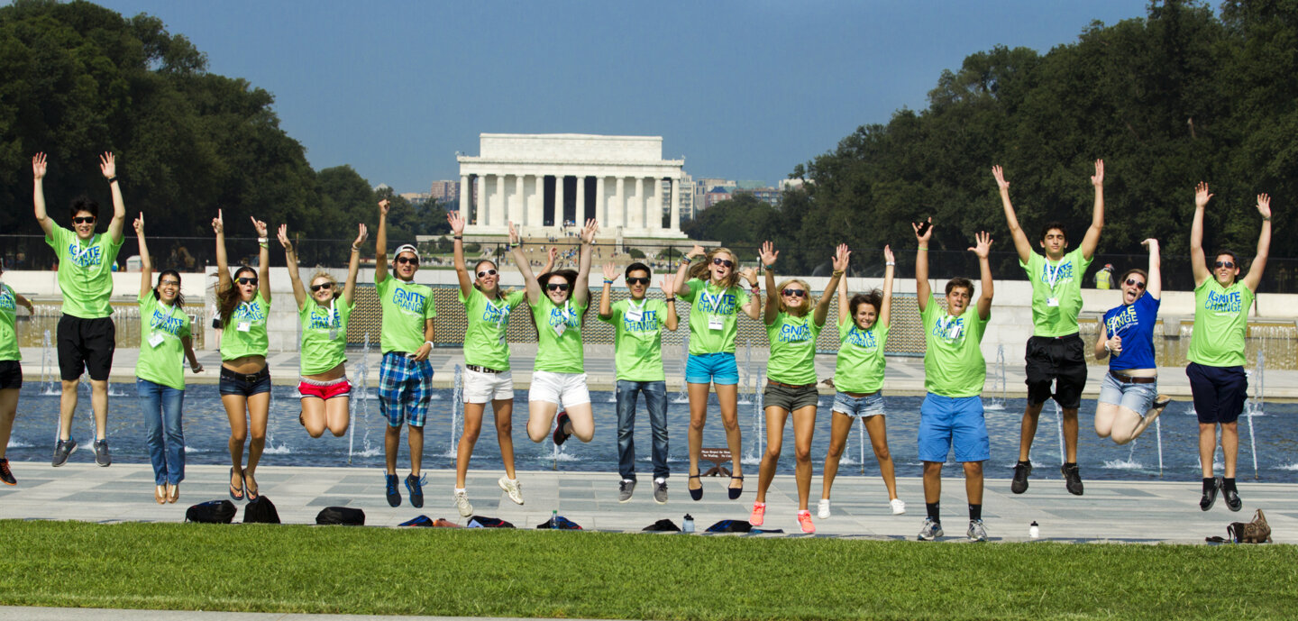 Students gather on the National Mall in Washington, D.C. Student programs is Operation Smile's signature youth empowerment program.