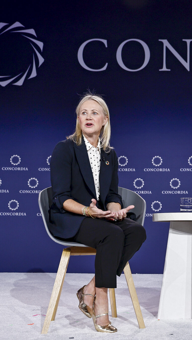 Kristie Magee Porcaro speaks at Concordia 2024.