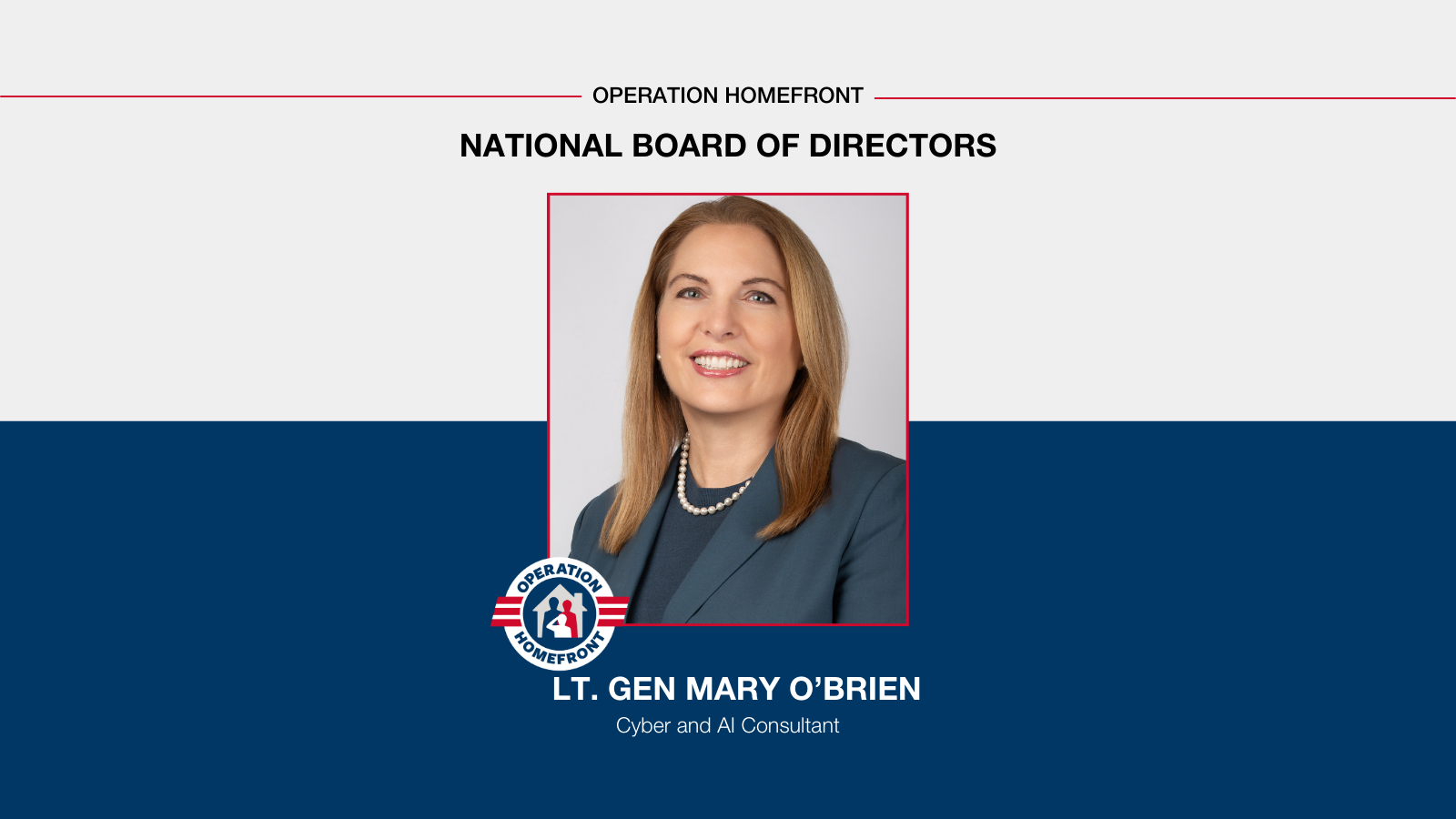 Professional headshot of Lt Gen Mary O'Brien