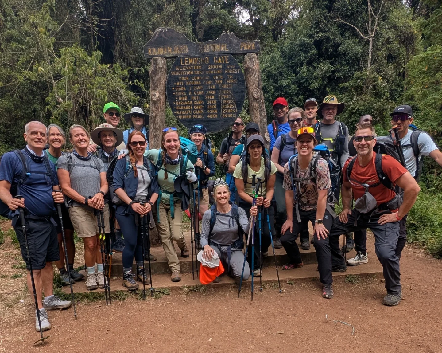 Hikers smile for the camera.
